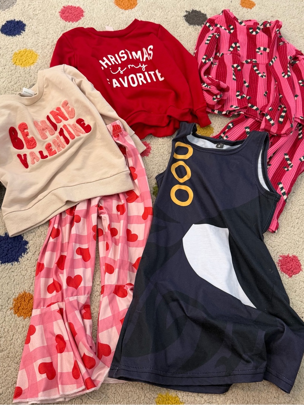 Mixed Girls' Tops & Dresses Bundle - Red, Pink, Black